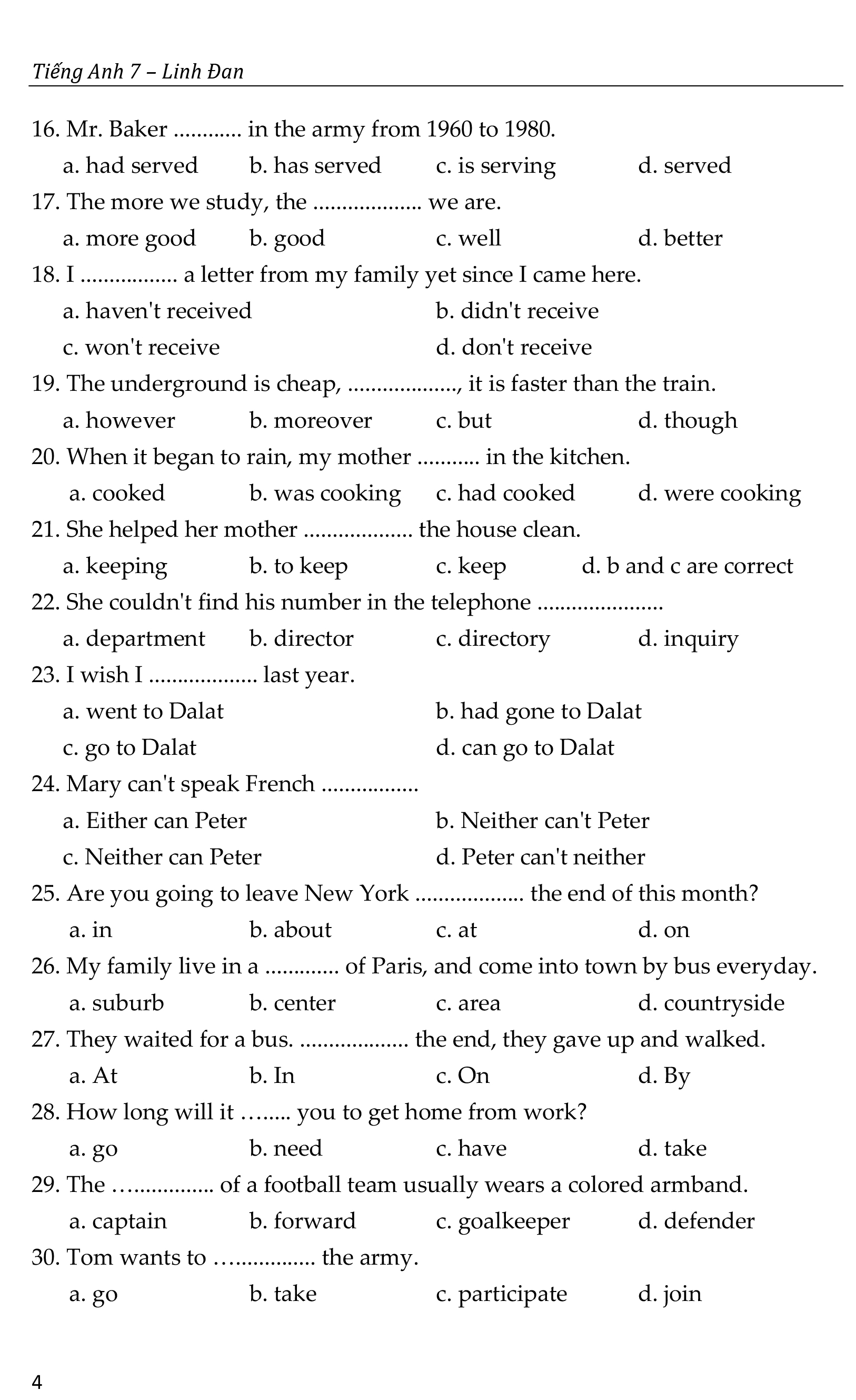 bộ đề bồi dưỡng học sinh giỏi tiếng anh toàn diện lớp 7 - Ảnh 6