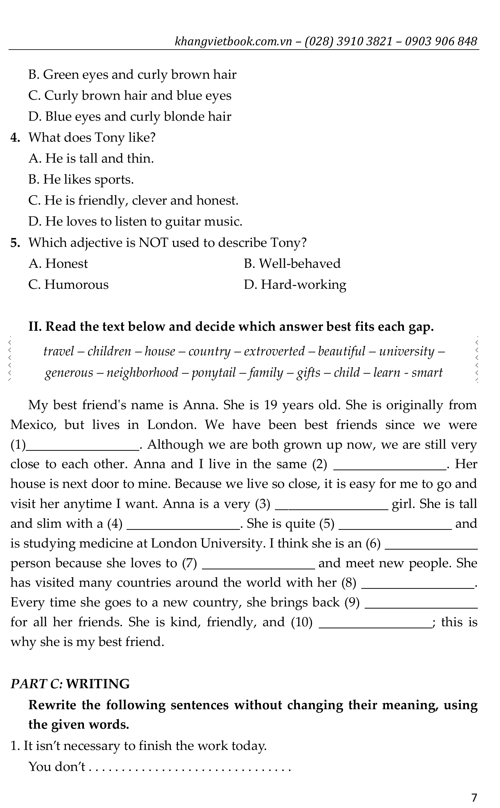 bộ đề bồi dưỡng học sinh giỏi tiếng anh toàn diện lớp 7 - Ảnh 8