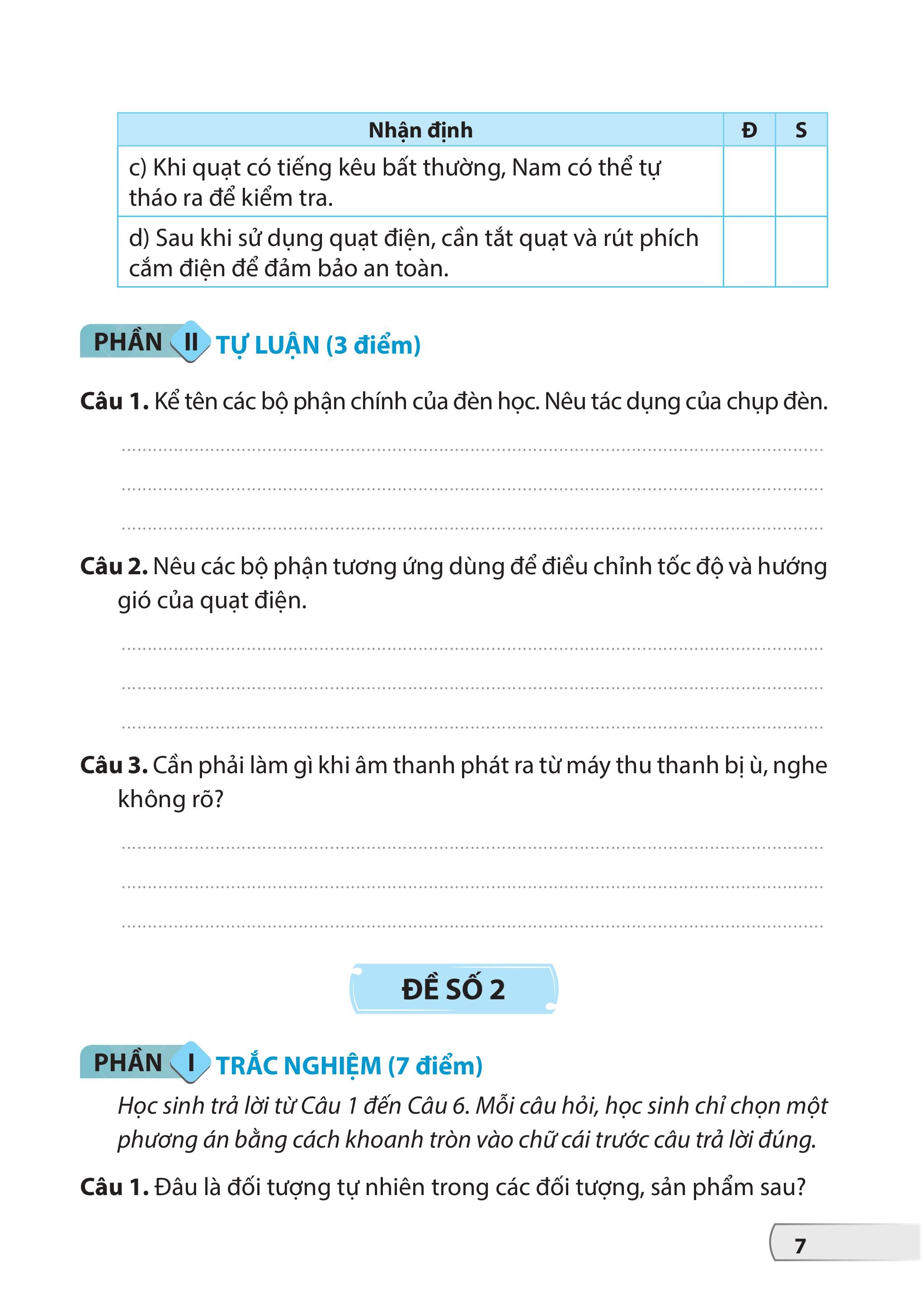 Bộ Đề Kiểm Tra, Đánh Giá Công Nghệ 3 - Ảnh 6