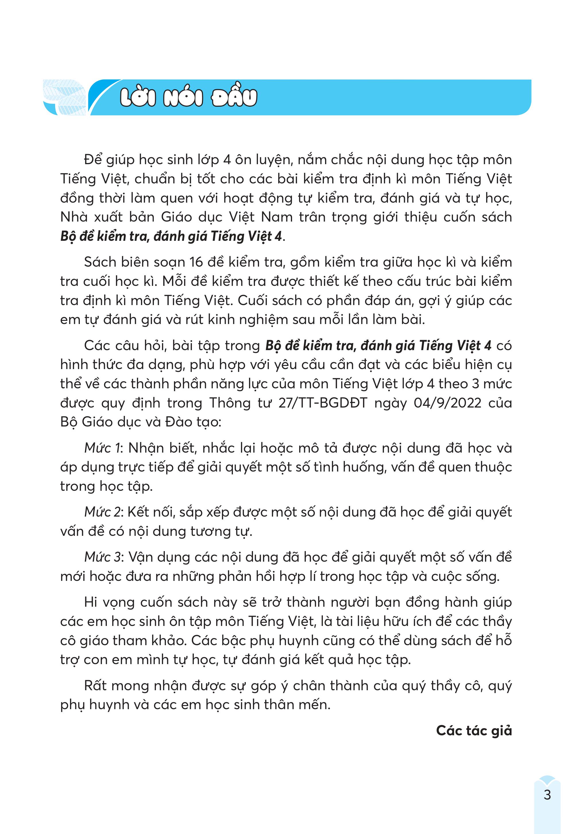 Bộ Đề Kiểm Tra, Đánh Giá Tiếng Việt 4 - Ảnh 3