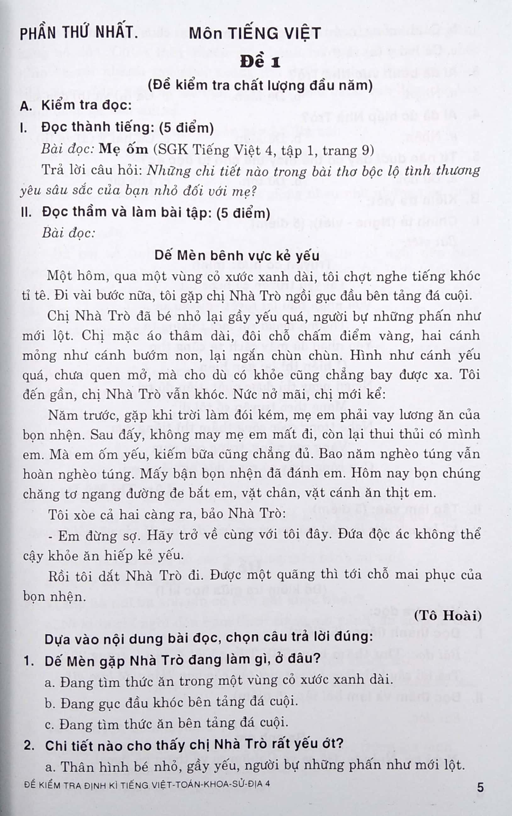 bộ đề kiểm tra định kì tiếng việt - toán - khoa học - lịch sử - địa lí 4 - Ảnh 5