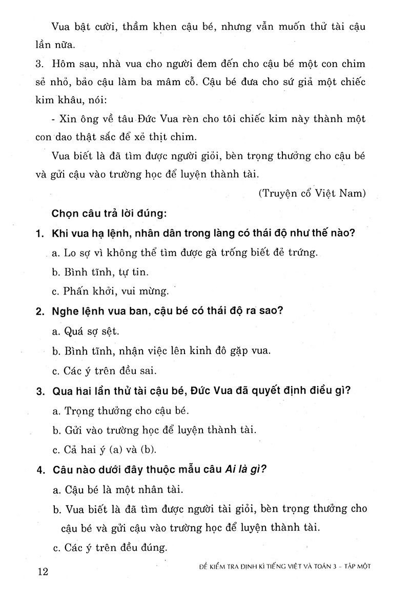 bộ đề kiểm tra định kì tiếng việt và toán - lớp 3 (tập 1) - Ảnh 10