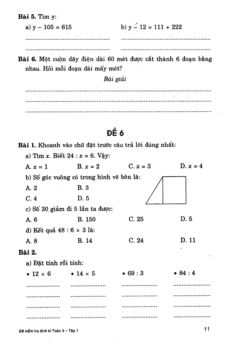 bộ đề kiểm tra định kì toán 3 - tập 1 - Ảnh 10