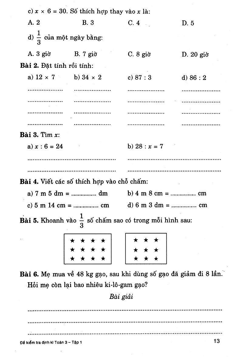 bộ đề kiểm tra định kì toán 3 - tập 1 - Ảnh 12