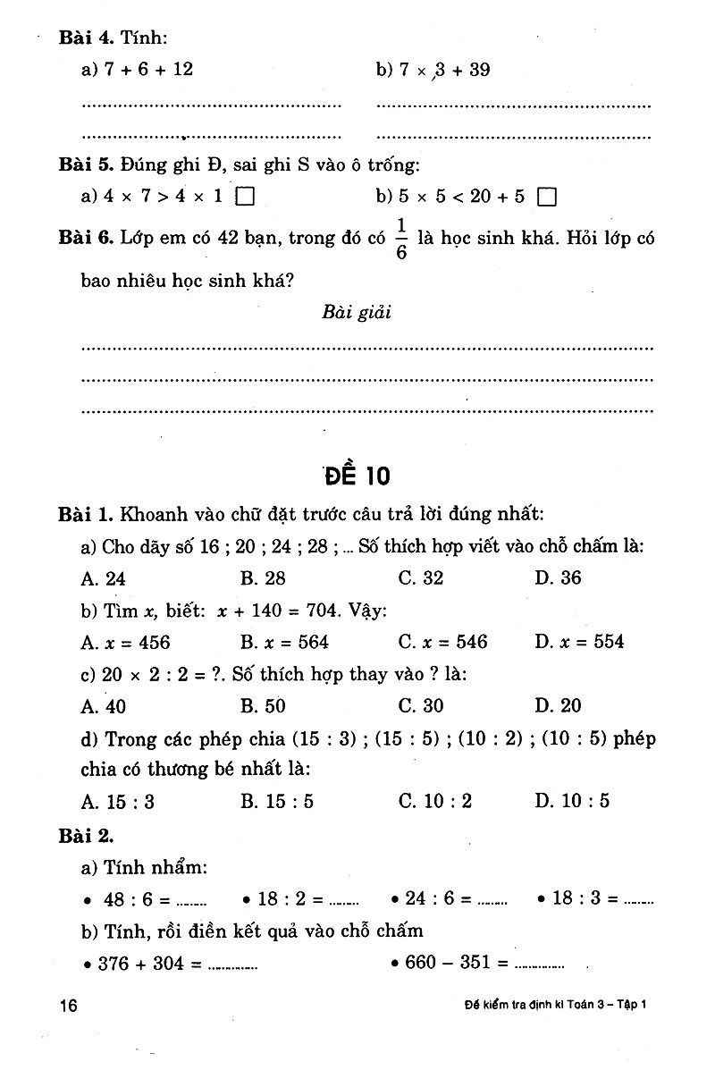 bộ đề kiểm tra định kì toán 3 - tập 1 - Ảnh 15