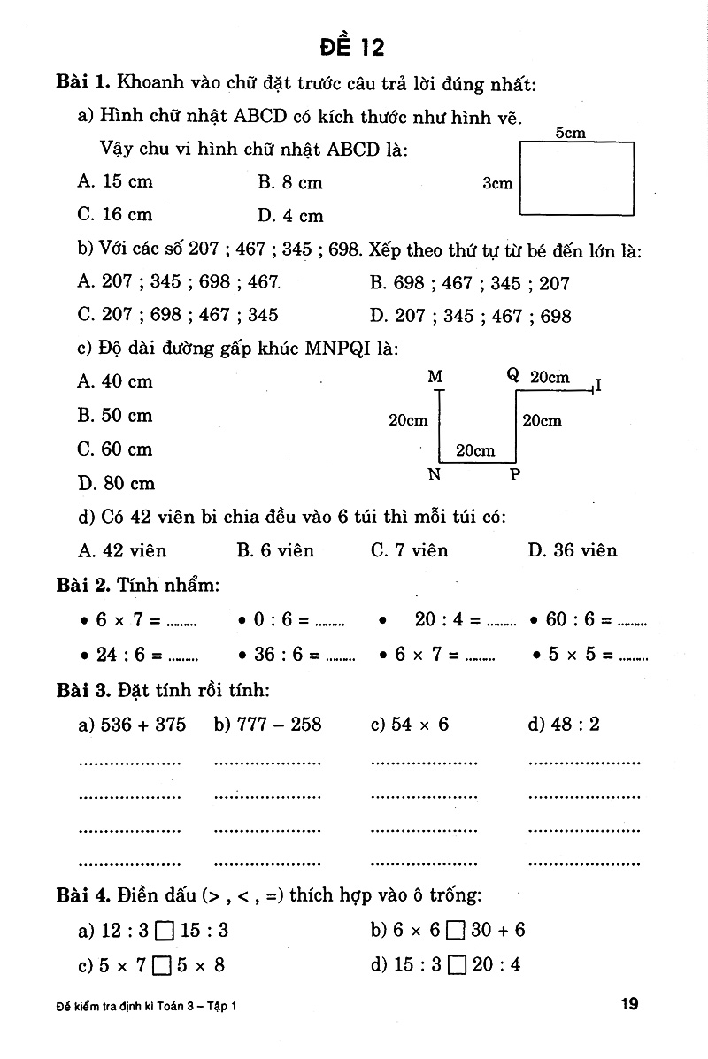 bộ đề kiểm tra định kì toán 3 - tập 1 - Ảnh 18