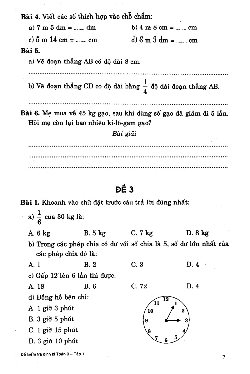 bộ đề kiểm tra định kì toán 3 - tập 1 - Ảnh 6