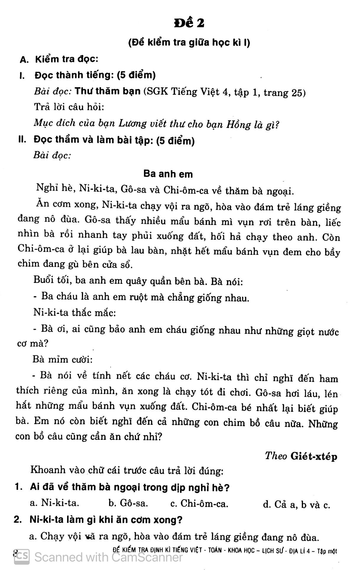 bộ đề kiểm tra định kỳ tiếng việt - toán- khoa học- lịch sử -địa lí 4 - tập 1 - Ảnh 6