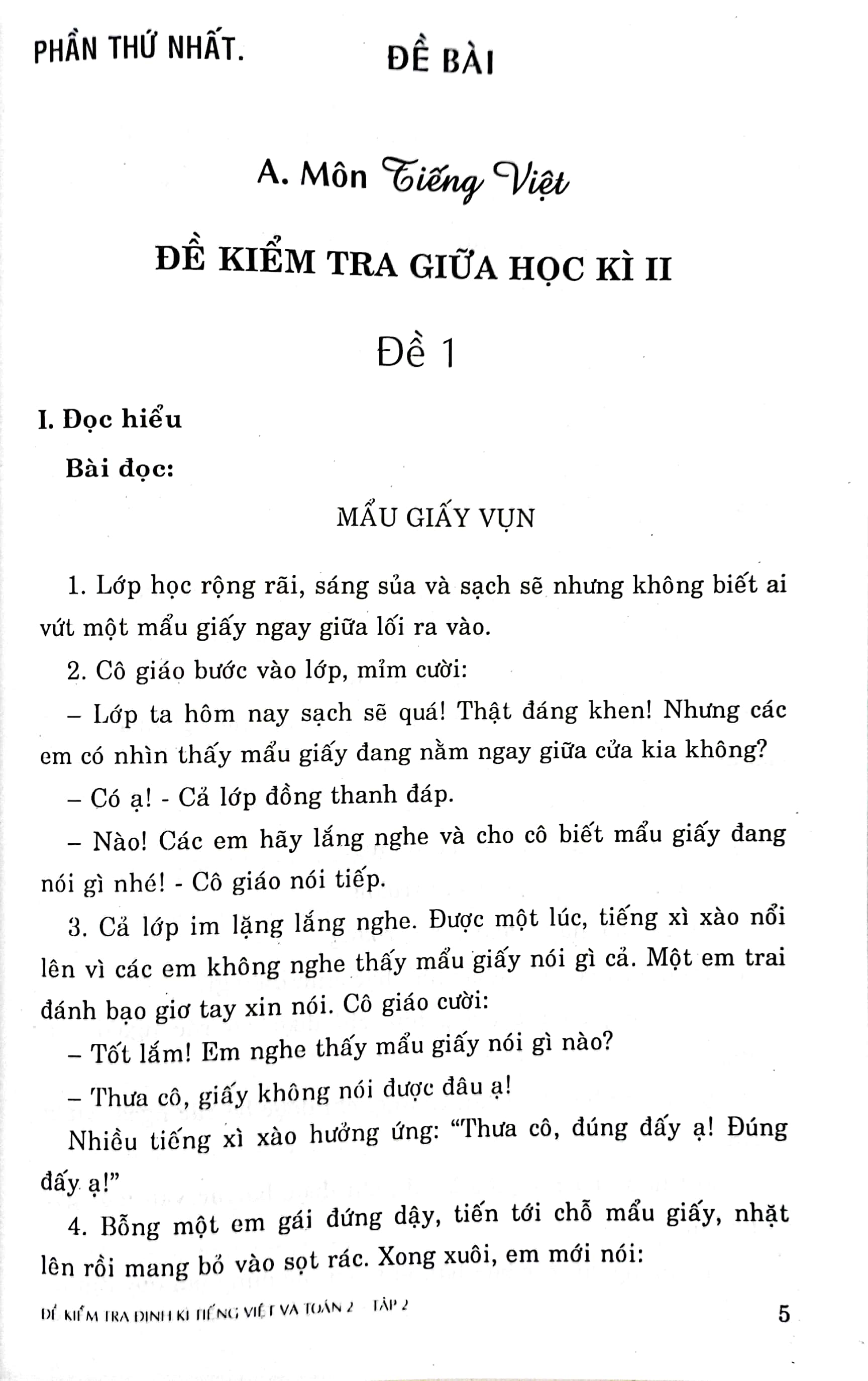 bộ đề kiểm tra định kỳ tiếng việt và toán 2 - tập hai - Ảnh 4
