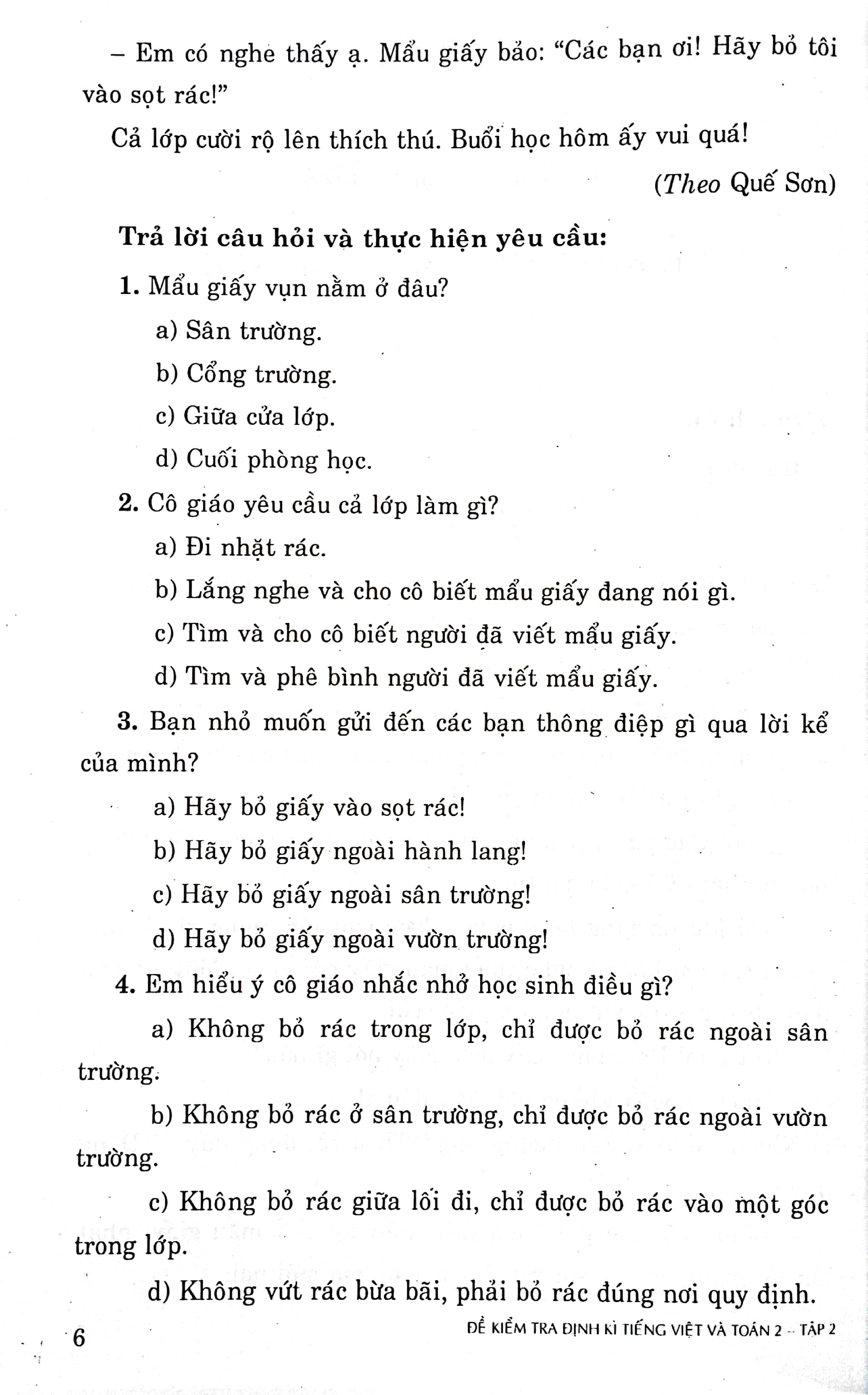 bộ đề kiểm tra định kỳ tiếng việt và toán 2 - tập hai - Ảnh 5