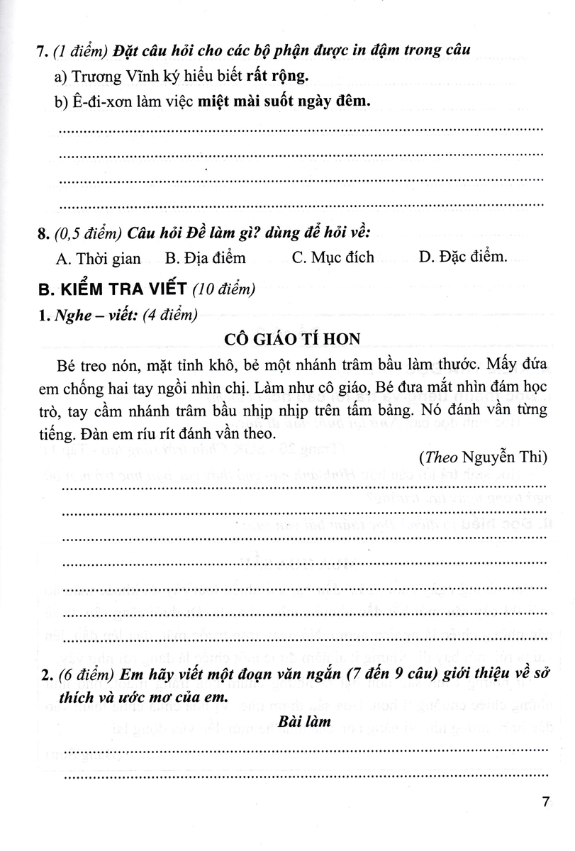 bộ đề kiểm tra môn tiếng việt lớp 3 (dùng kèm sgk chân trời sáng tạo) - Ảnh 7