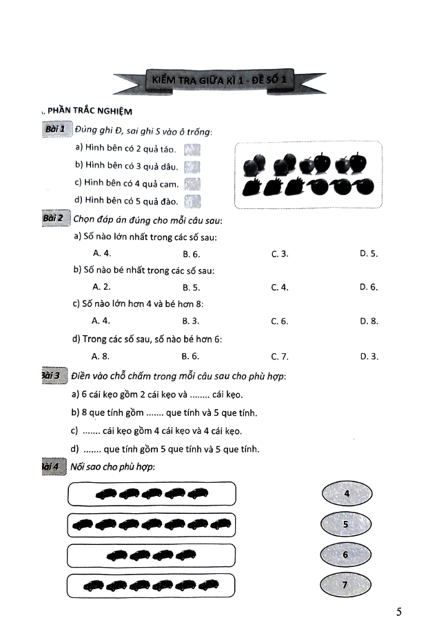 bộ đề kiểm tra môn toán - lớp 1 (kết nối) - Ảnh 4