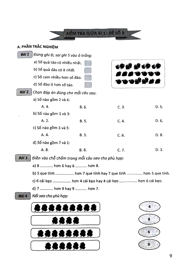 bộ đề kiểm tra môn toán - lớp 1 (kết nối) - Ảnh 6