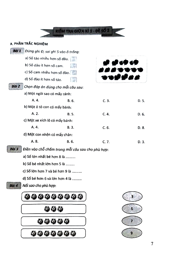 bộ đề kiểm tra môn toán - lớp 1 (kết nối) - Ảnh 8