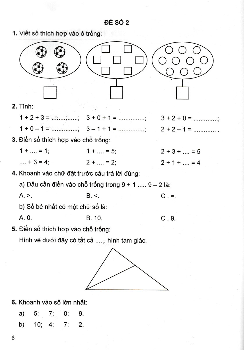 bộ đề kiểm tra môn toán - tiếng việt - lớp 1 - Ảnh 3