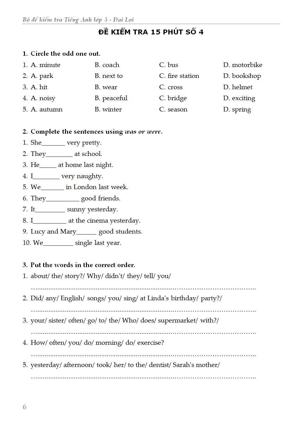 bộ đề kiểm tra tiếng anh - lớp 5 - Ảnh 4