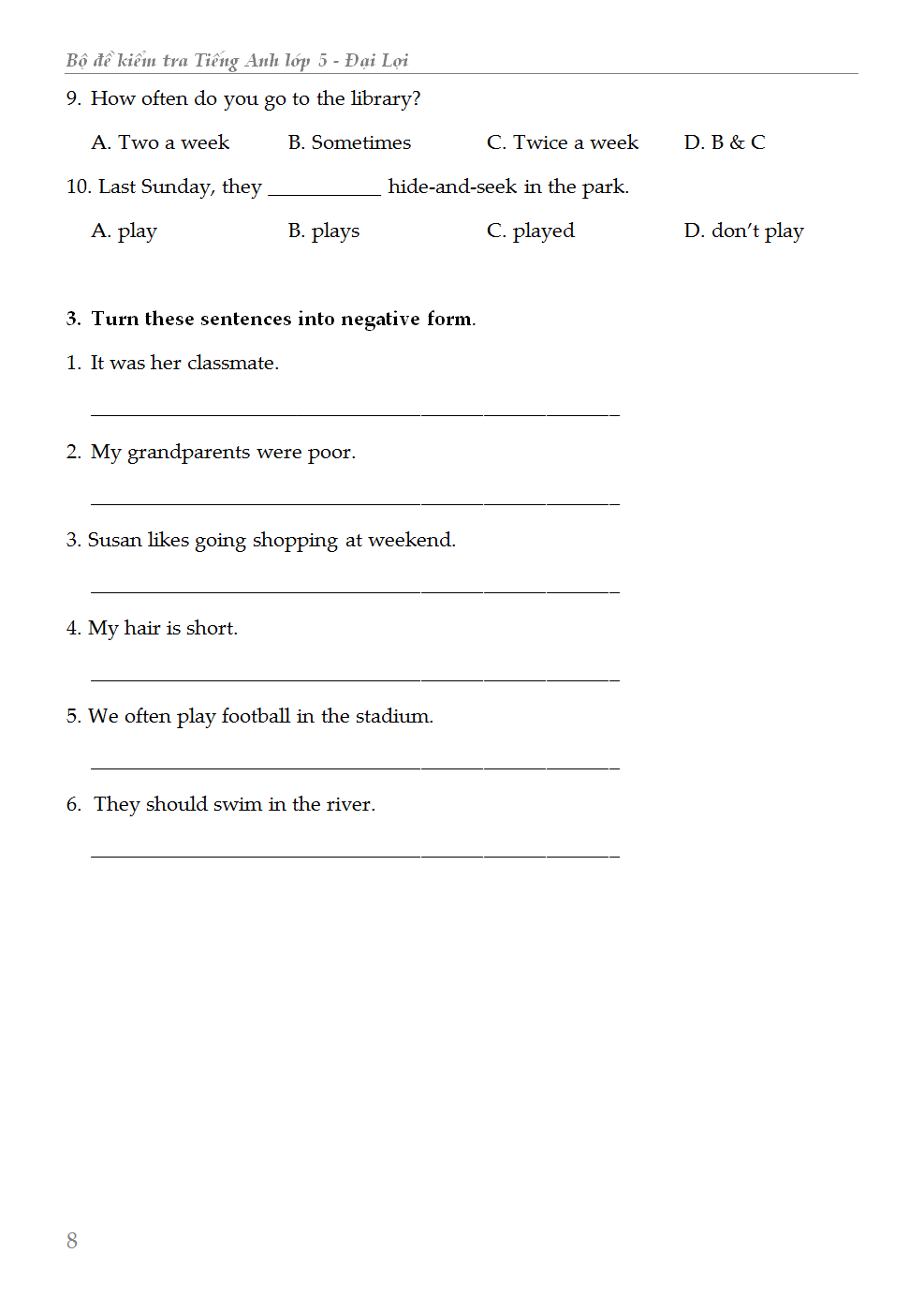 bộ đề kiểm tra tiếng anh - lớp 5 - Ảnh 5