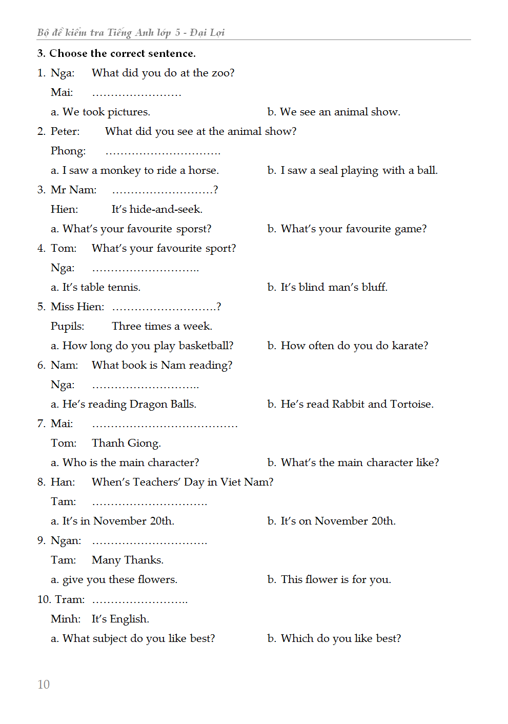 bộ đề kiểm tra tiếng anh - lớp 5 - Ảnh 6