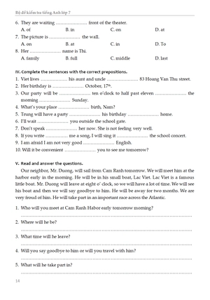 bộ đề kiểm tra tiếng anh - lớp 7 - Ảnh 15