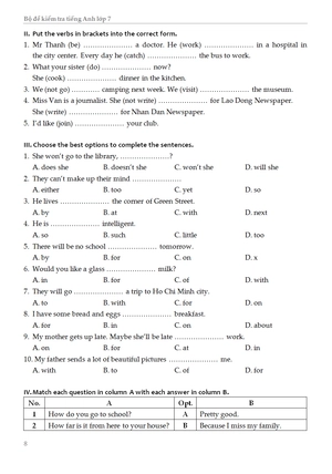 bộ đề kiểm tra tiếng anh - lớp 7 - Ảnh 9