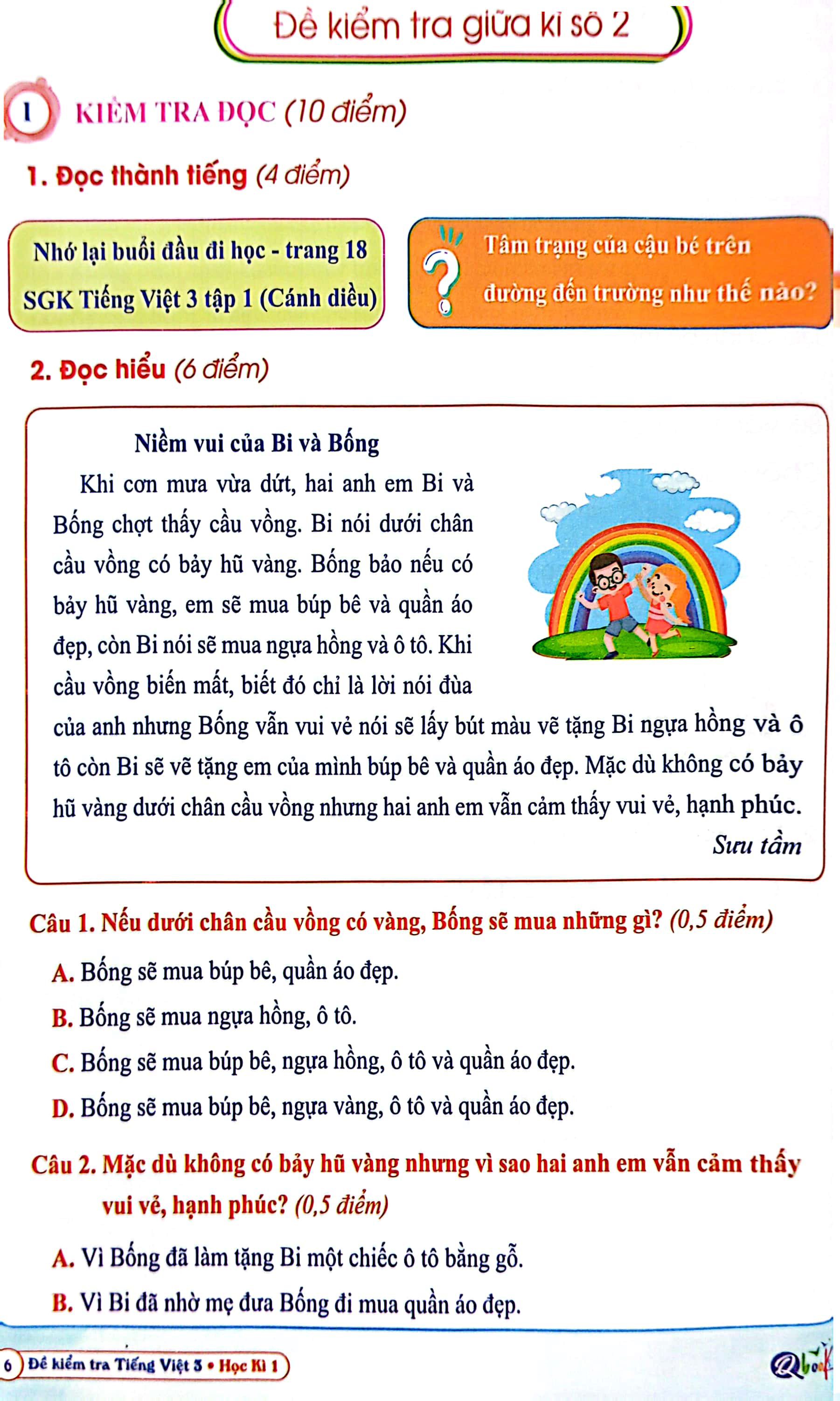 bộ đề kiểm tra tiếng việt 3 - học kì 1 (cánh diều) (2022) - Ảnh 7