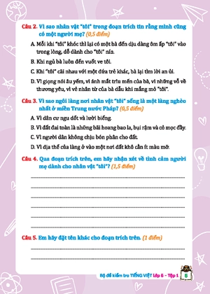 bộ đề kiểm tra tiếng việt 5 - tập 1 (kết nối) (sách màu) - Ảnh 5