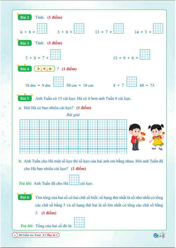 Bộ Đề Kiểm Tra Toán 2 - Học Kì 1 (Cánh Diều) - Ảnh 5