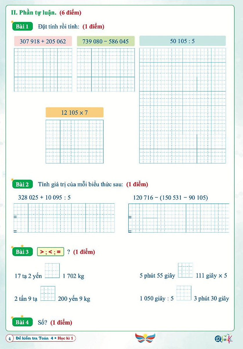 Bộ
Đề Kiểm Tra Toán 4 - Học Kì 1 (Cánh Diều) - Ảnh 5