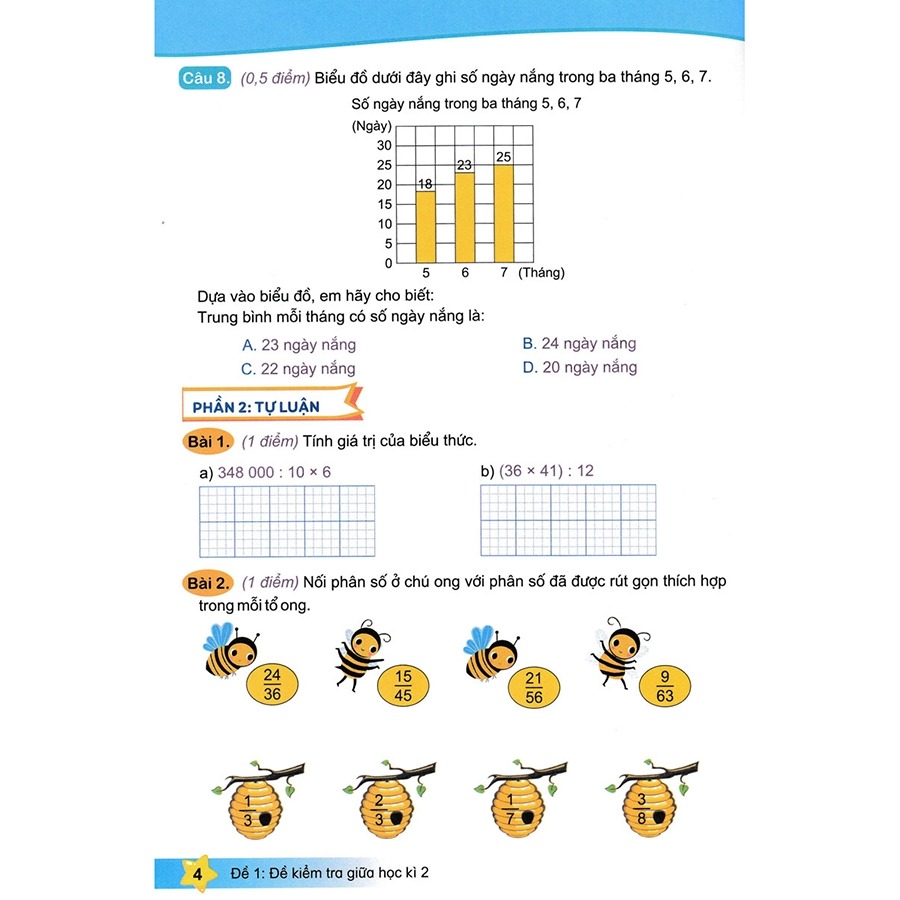 Bộ Đề Kiểm Tra Toán 4 - Học Kì 2 (Kết Nối Tri Thức Với Cuộc Sống) - Ảnh 6