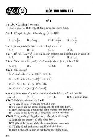 bộ đề kiểm tra toán 8 (bám sát sgk chân trời sáng tạo) - Ảnh 10