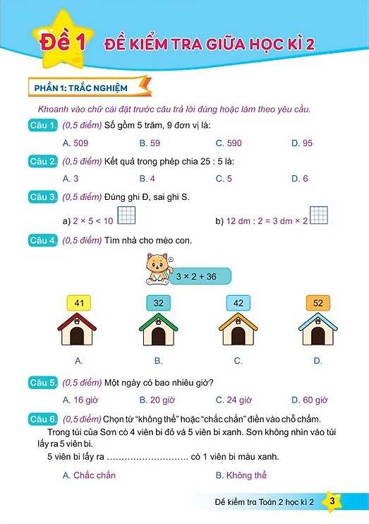 Bộ Đề Kiểm Tra Toán Lớp 2 - Học Kì 2 (Bộ Sách Kết Nối Tri Thức) - Ảnh 4