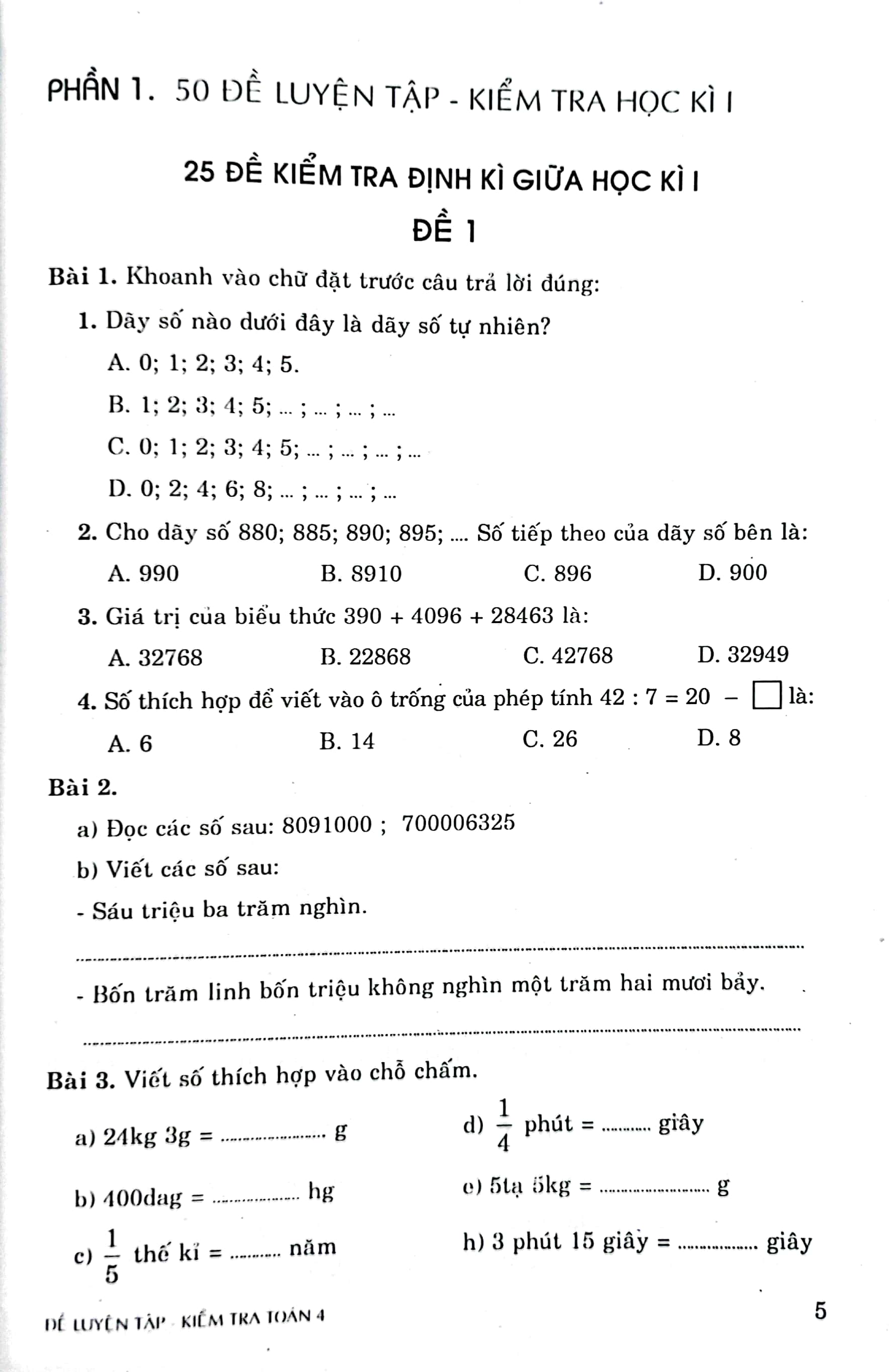 bộ đề luyện tập kiểm tra toán 4 - Ảnh 4