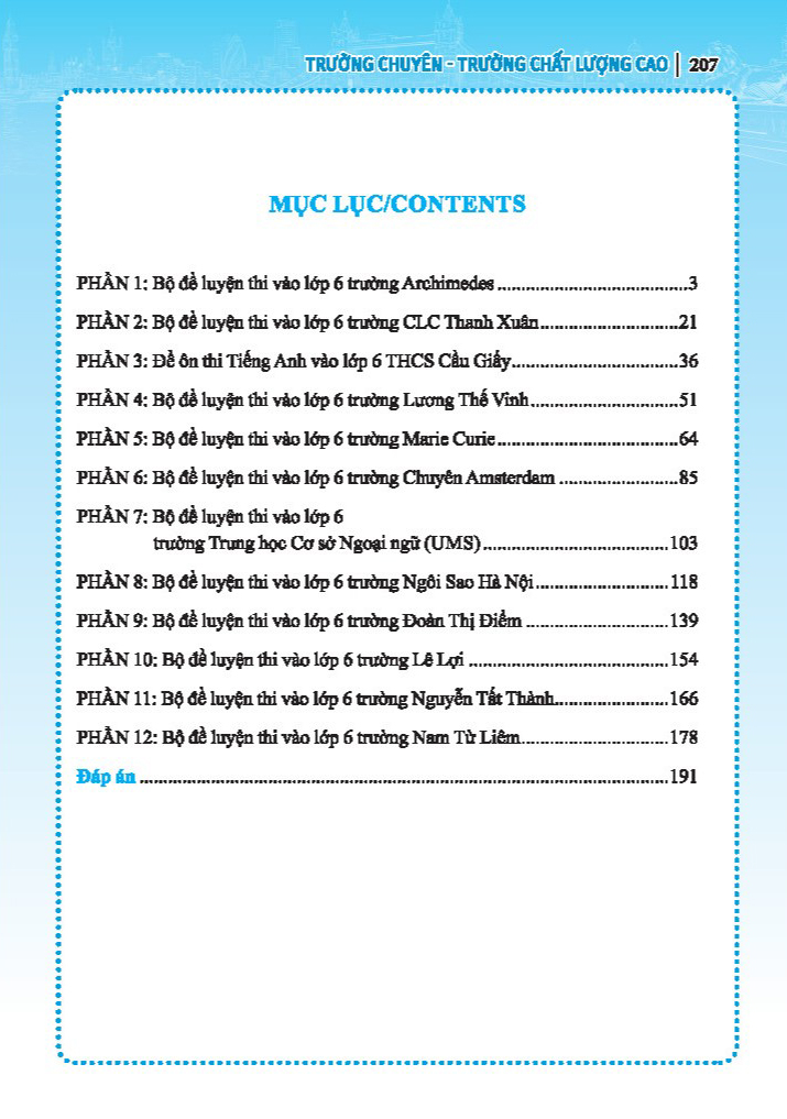 bộ đề luyện thi môn tiếng anh vào lớp 6 trường chuyên, trường chất lượng cao - có đáp án - Ảnh 3