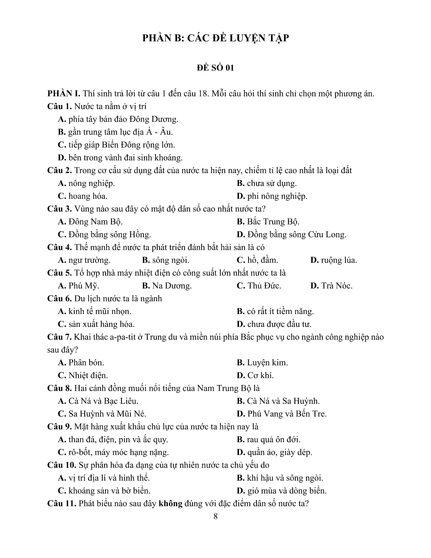 Bộ Đề Ôn Luyện Chuyên Sâu - Môn Địa Lí - Kỳ Thi Tốt Nghiệp THPT Theo Chương Trình GDPT Mới - Ảnh 10