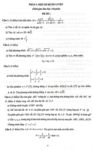 bộ đề ôn luyện thi vào lớp 10 chuyên môn toán - Ảnh 4