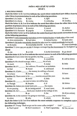 bộ đề ôn luyện thi vào lớp 10 thpt - môn tiếng anh - Ảnh 4