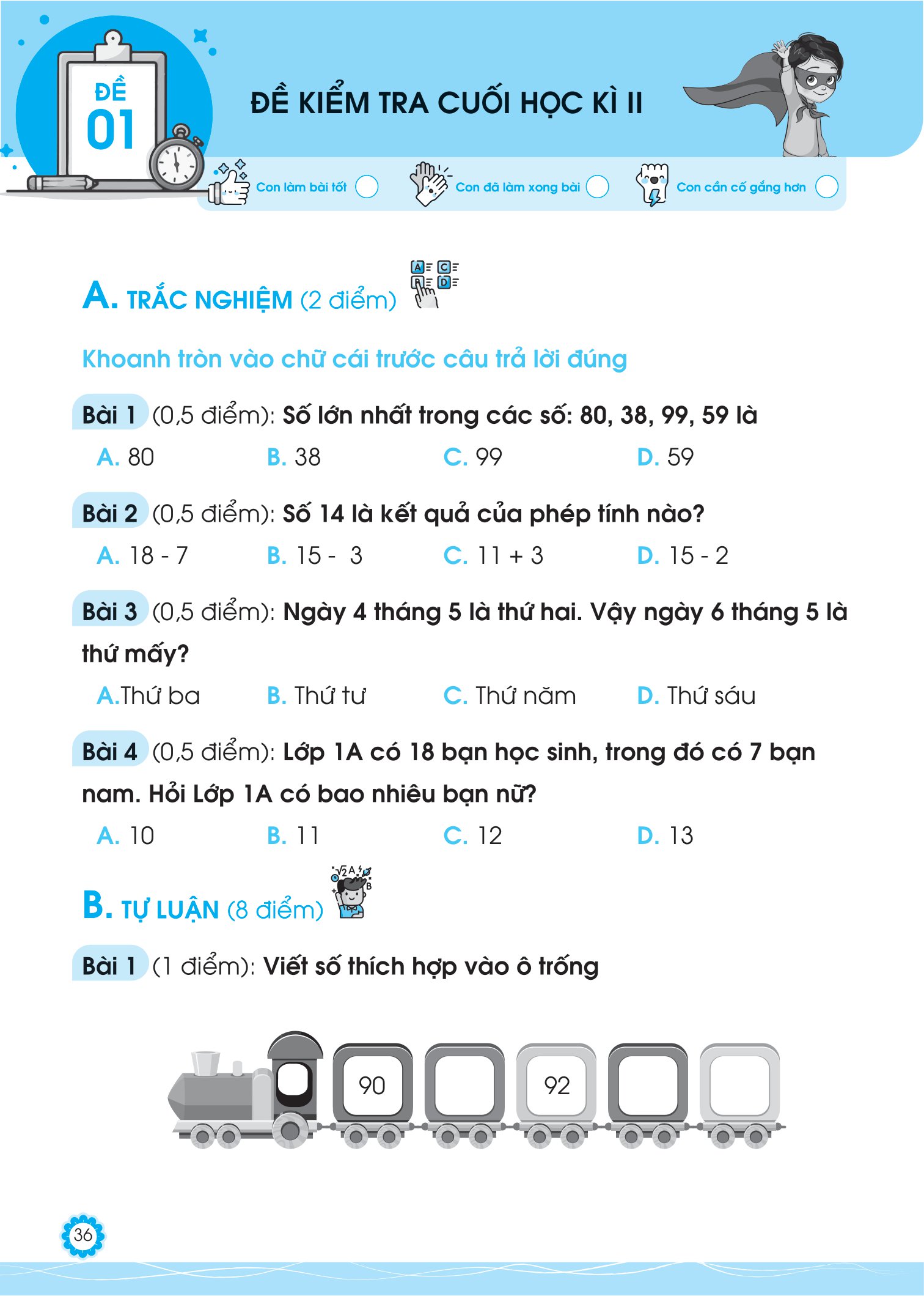 bộ đề ôn luyện và tự kiểm tra toán lớp 1 - tập 2 - Ảnh 8