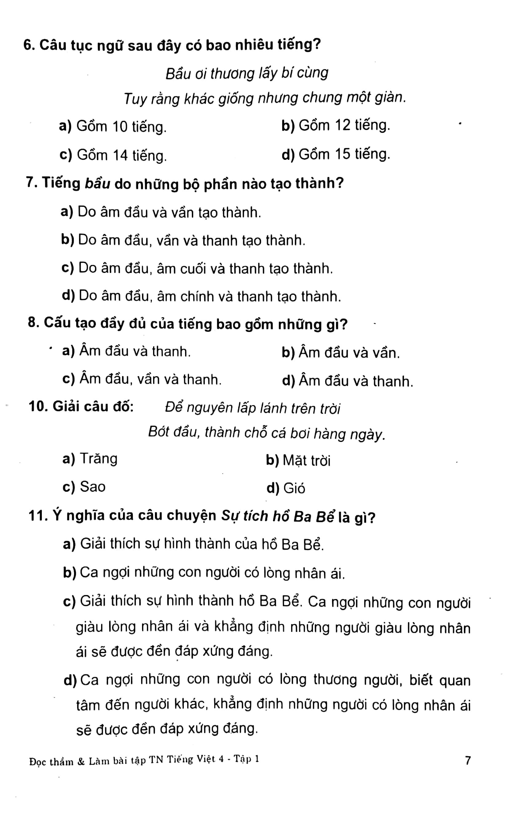 bộ đọc thầm và làm bài tập trắc nghiệm tiếng việt 4 - tập 1 - Ảnh 5