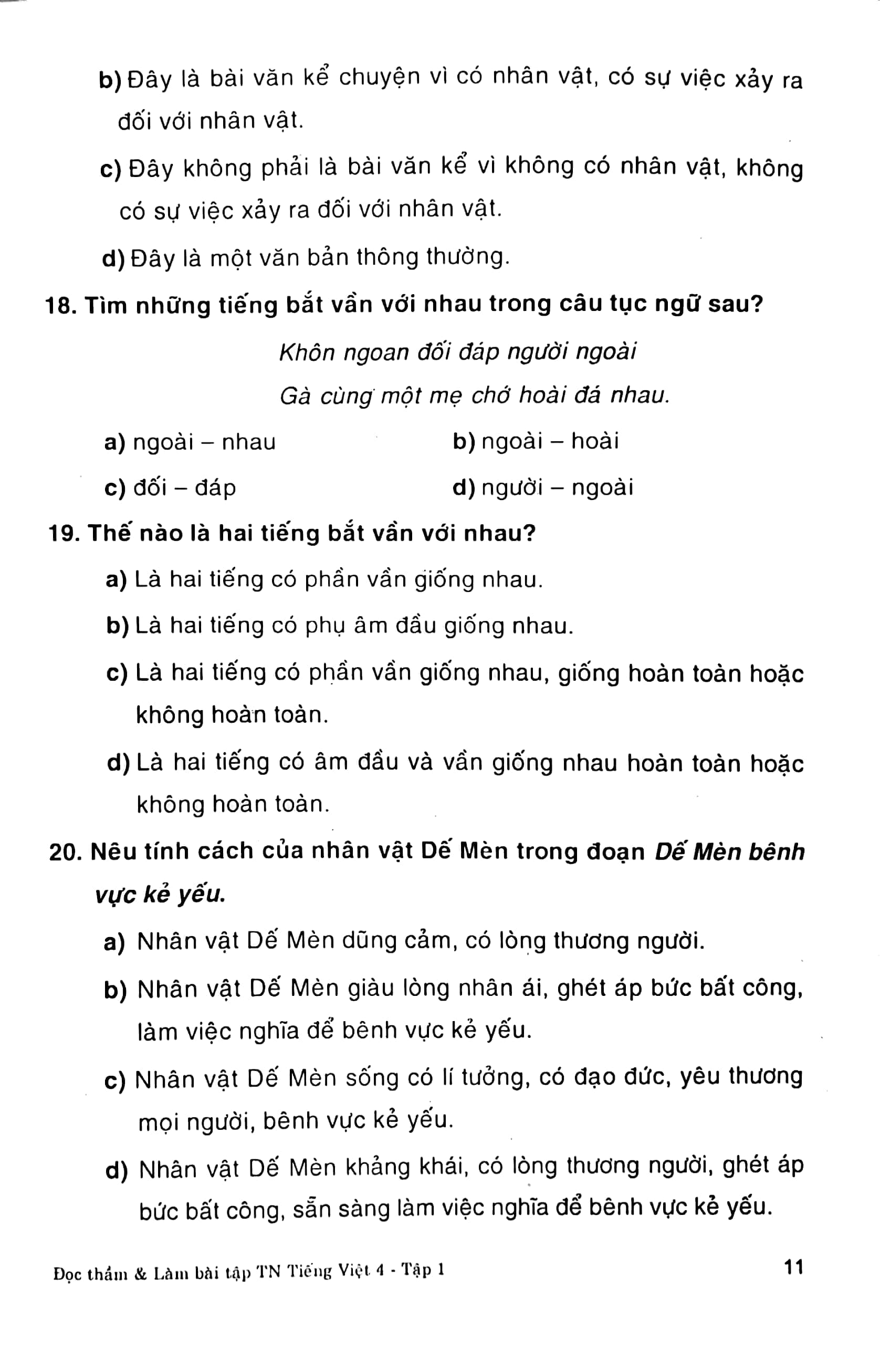 bộ đọc thầm và làm bài tập trắc nghiệm tiếng việt 4 - tập 1 - Ảnh 9