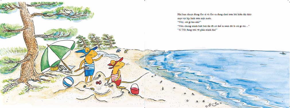 bộ ehon - mọt sách mogu - gư-ri và gư-ra đi tắm biển (từ 1 - 6 tuổi) - Ảnh 4