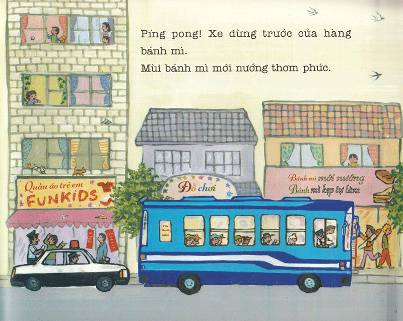 bộ ehon - thực phẩm tâm hồn cho bé - xe bus píng poong đi biển (tái bản 2020) - Ảnh 10