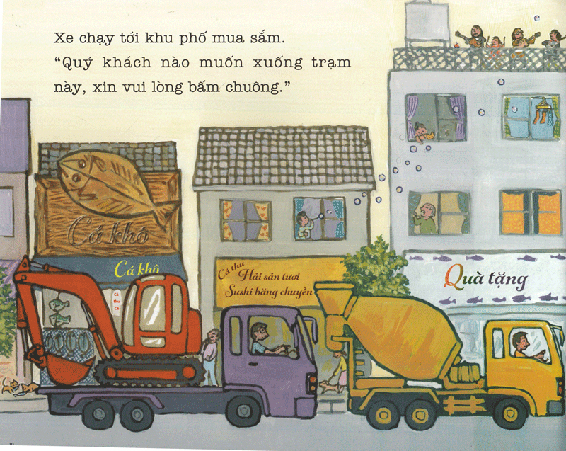 bộ ehon - thực phẩm tâm hồn cho bé - xe bus píng poong đi biển (tái bản 2020) - Ảnh 9