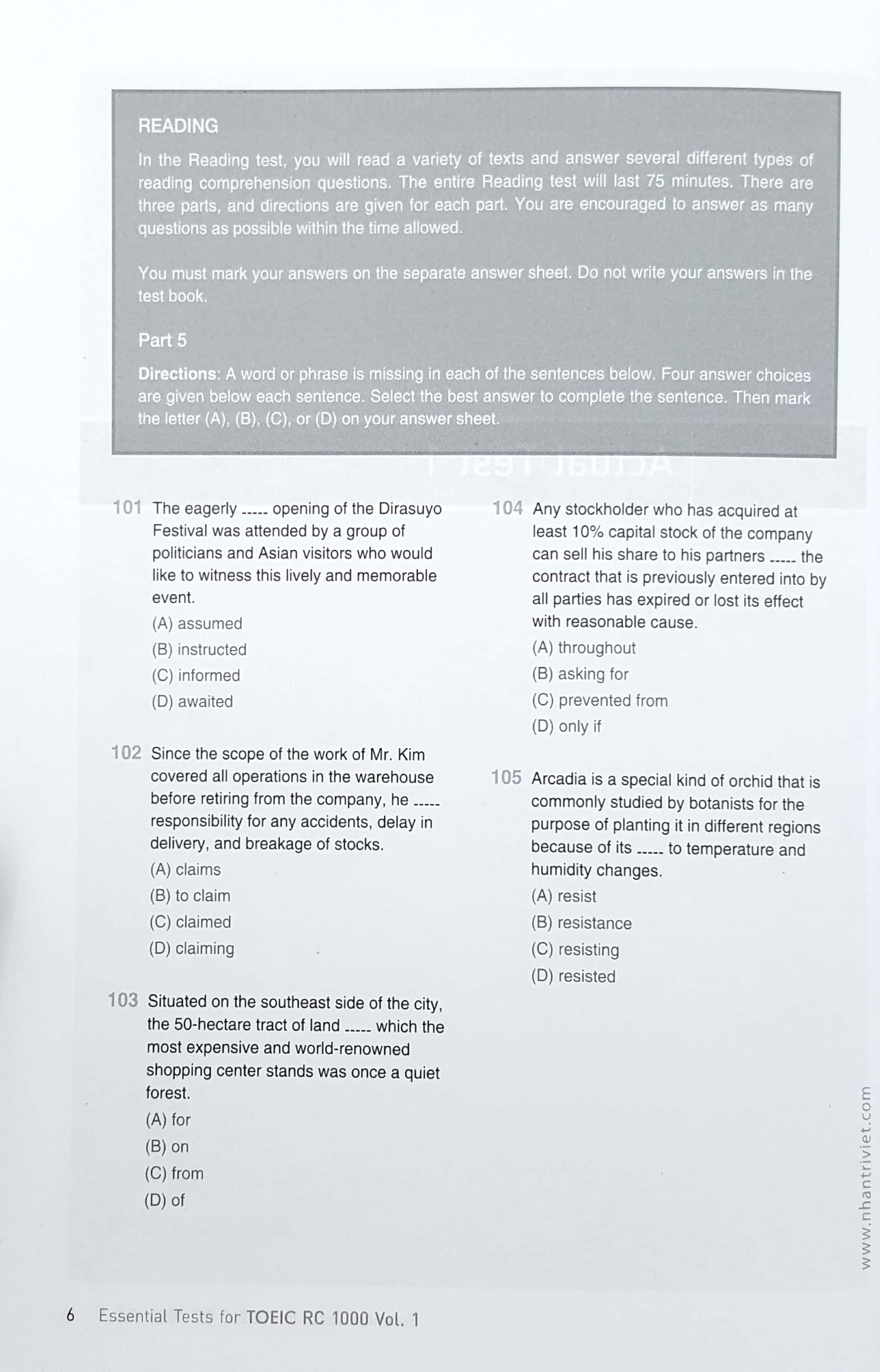 bộ essential test for toeic rc 1000 vol 1 (không cd) - Ảnh 3