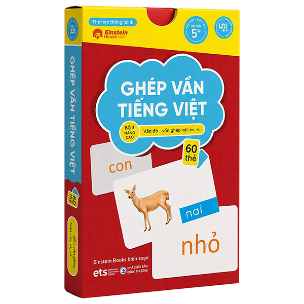Bộ Flashcard - Thẻ Học Thông Minh - Ghép Vần Tiếng Việt - Bộ 3 Nâng Cao (60 Thẻ)