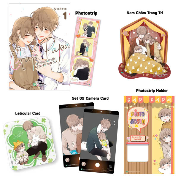 Bộ Gap Papa - Hết Giờ Làm Việc, Tới Giờ Làm Cha - Tập 1 - Bản Sưu Tầm - Tặng Kèm 1 Photostrip + 1 Photostrip Holder + 2 Camera Card + 1 Leticular Card + 1 Nam Châm Trang Trí
