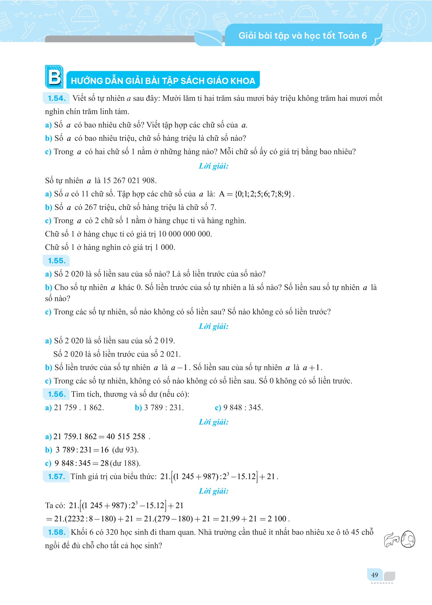 bộ giải bài tập và học tốt toán 6 - tập 1 (theo sgk kết nối tri thức với cuộc sống) - Ảnh 15