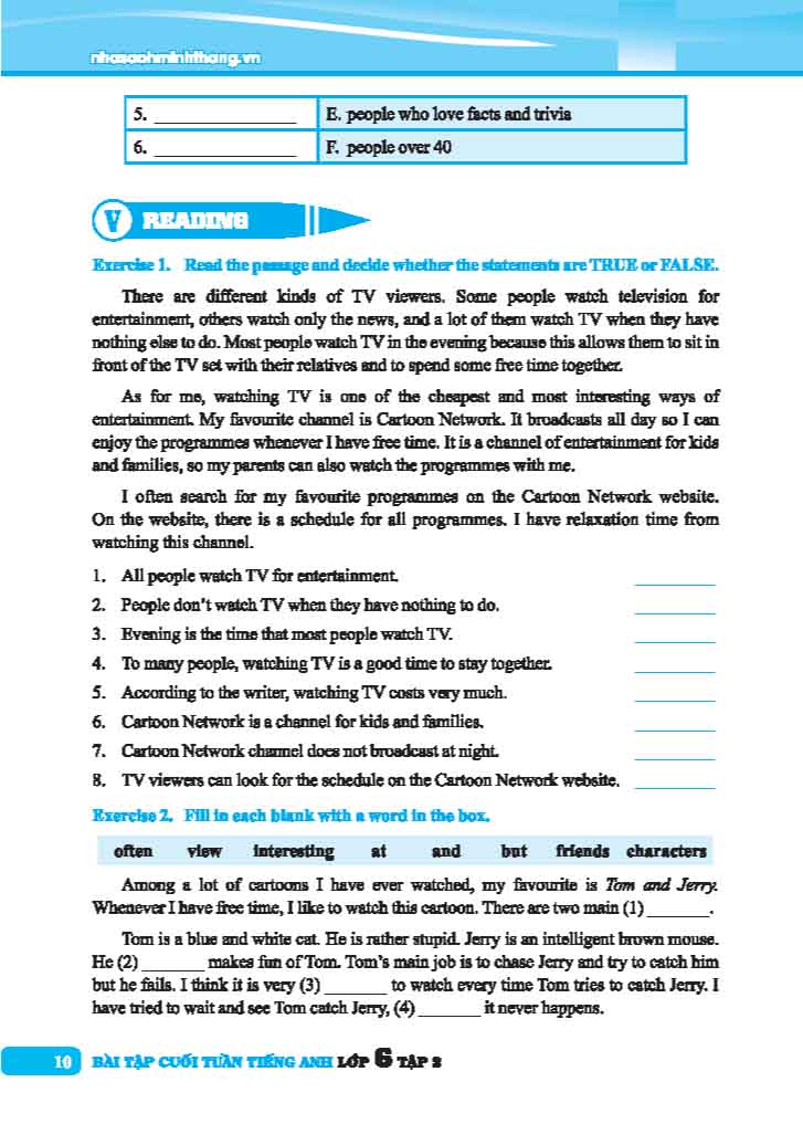 Bộ Global Success - Bài Tập Cuối Tuần Tiếng Anh Lớp 6 - Tập 2 (Có Đáp Án) - Ảnh 9
