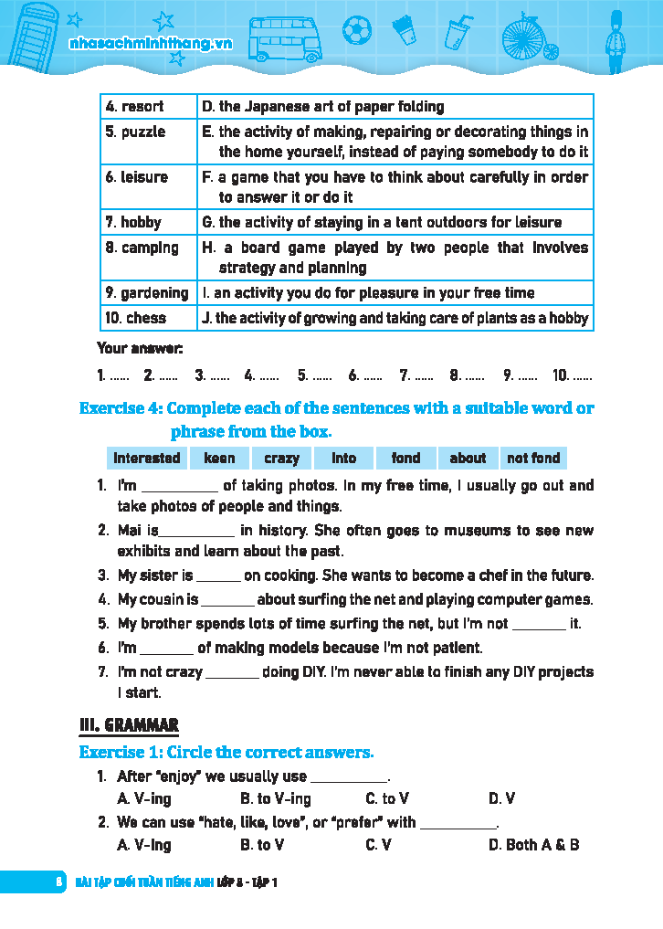 Bộ Global Success - Bài Tập Cuối Tuần Tiếng Anh Lớp 8 - Tập 1 (Có Đáp Án) - Ảnh 4