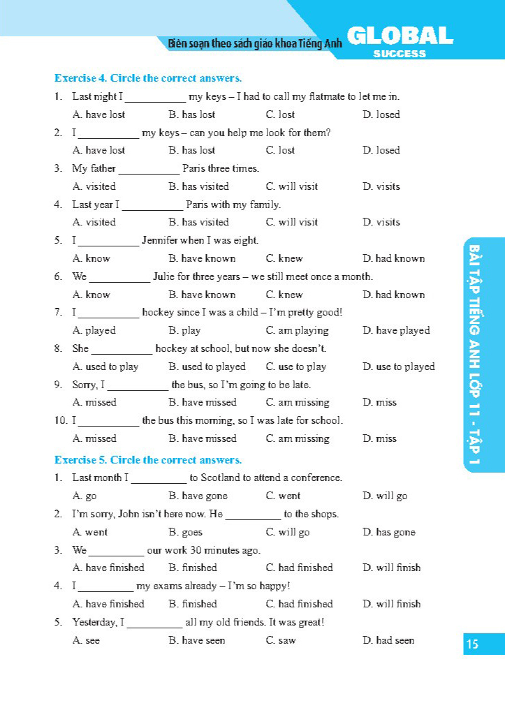 Bo
						
										
										Global Success - Bai Tap Tieng Anh Lop 11 - Tap 1 - Co Dap An - Ảnh 9
