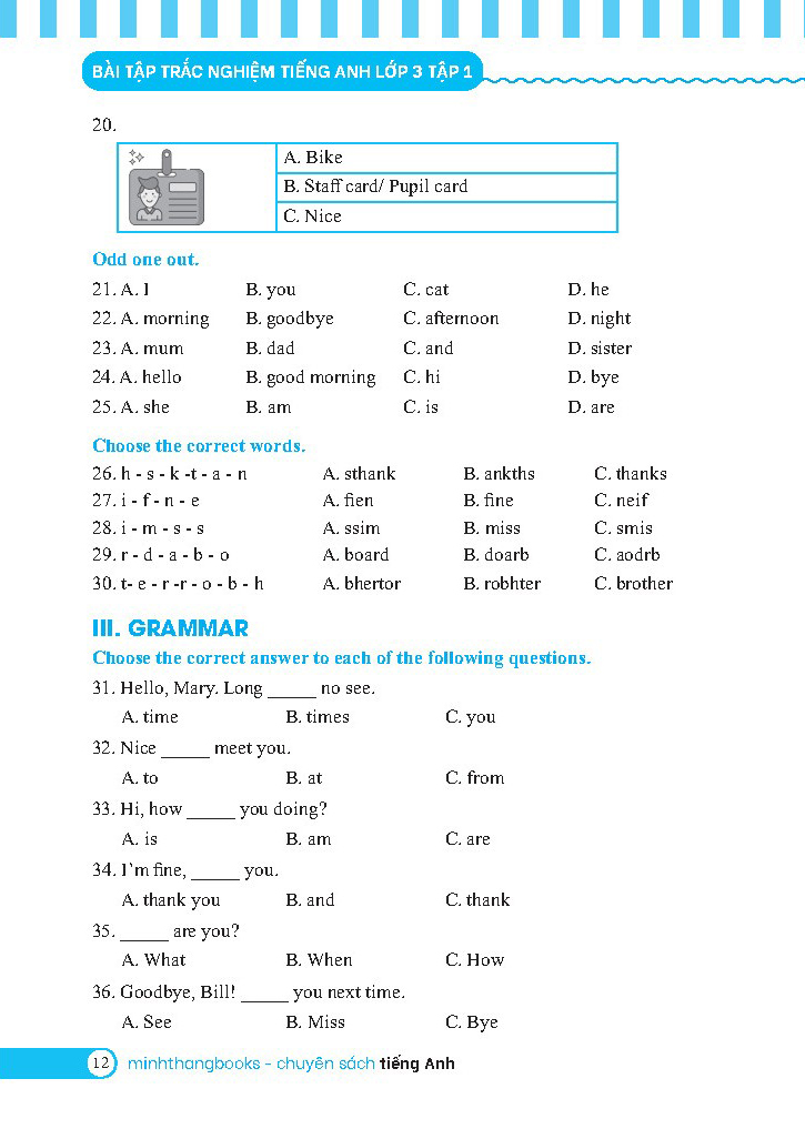 bộ global success - bài tập trắc nghiệm tiếng anh lớp 3 - tập 1 - có đáp án - Ảnh 5